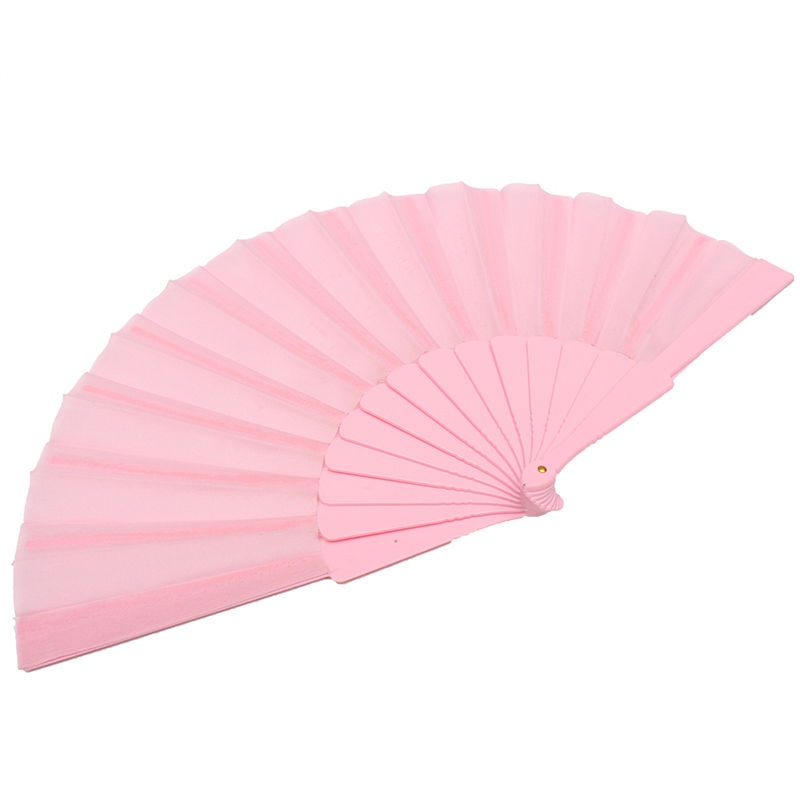 Summer Retro Plain Hand Held Fabric Folding Fan Pocket Fan Wedding ...