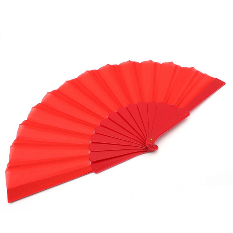 Summer Retro Plain Hand Held Fabric Folding Fan Pocket Fan Wedding ...