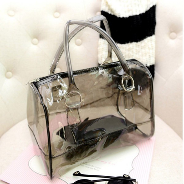 Transparent Handbag Shoulder Bag Clear Jelly Purse Women Clutch PVC ...