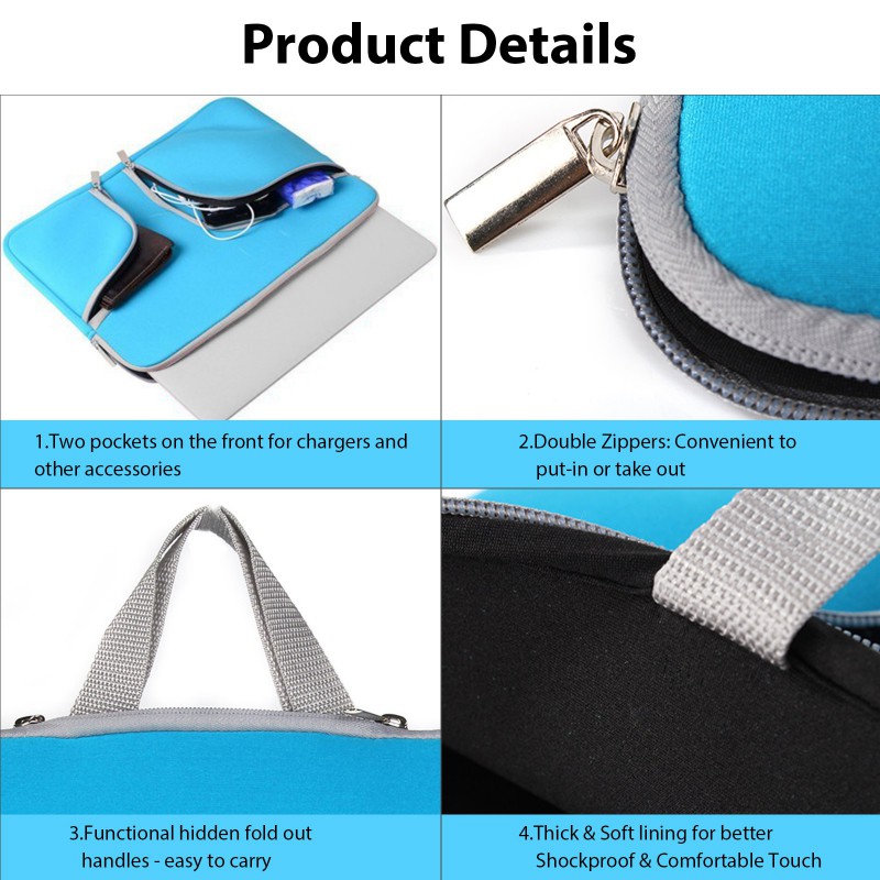 как выглядит Laptop Sleeve Case Carry Bag for Macbook-Air Pro Lenovo-Dell With Pocket 15.4" фото