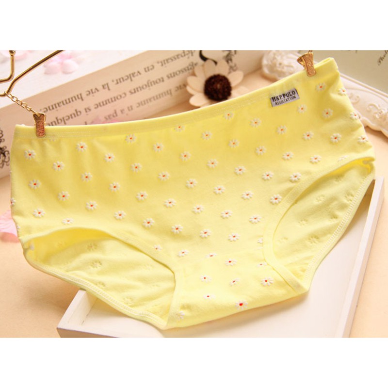 Women Girls Flower Cotton Briefs Breathable Lady Panties Knickers