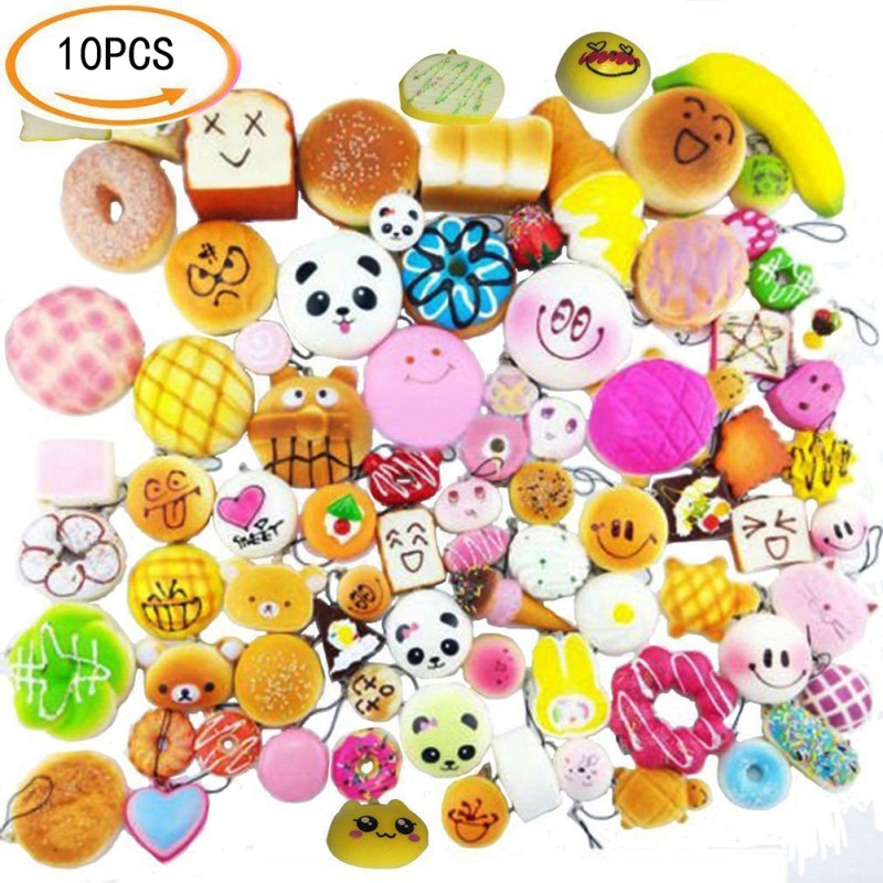  Toast  Bread Animal Food Shape Phone Drop Ornament 10Pcs 