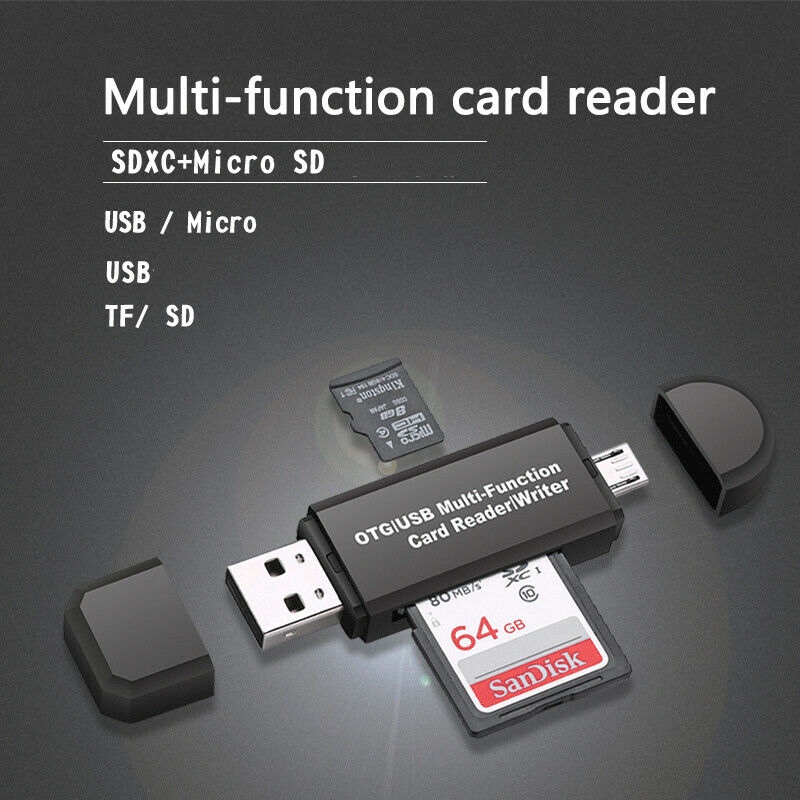 Mini Portable 2-in-1 OTG USB 2.0 Micro SD TF T-Flash Memory Card Reader Adapter