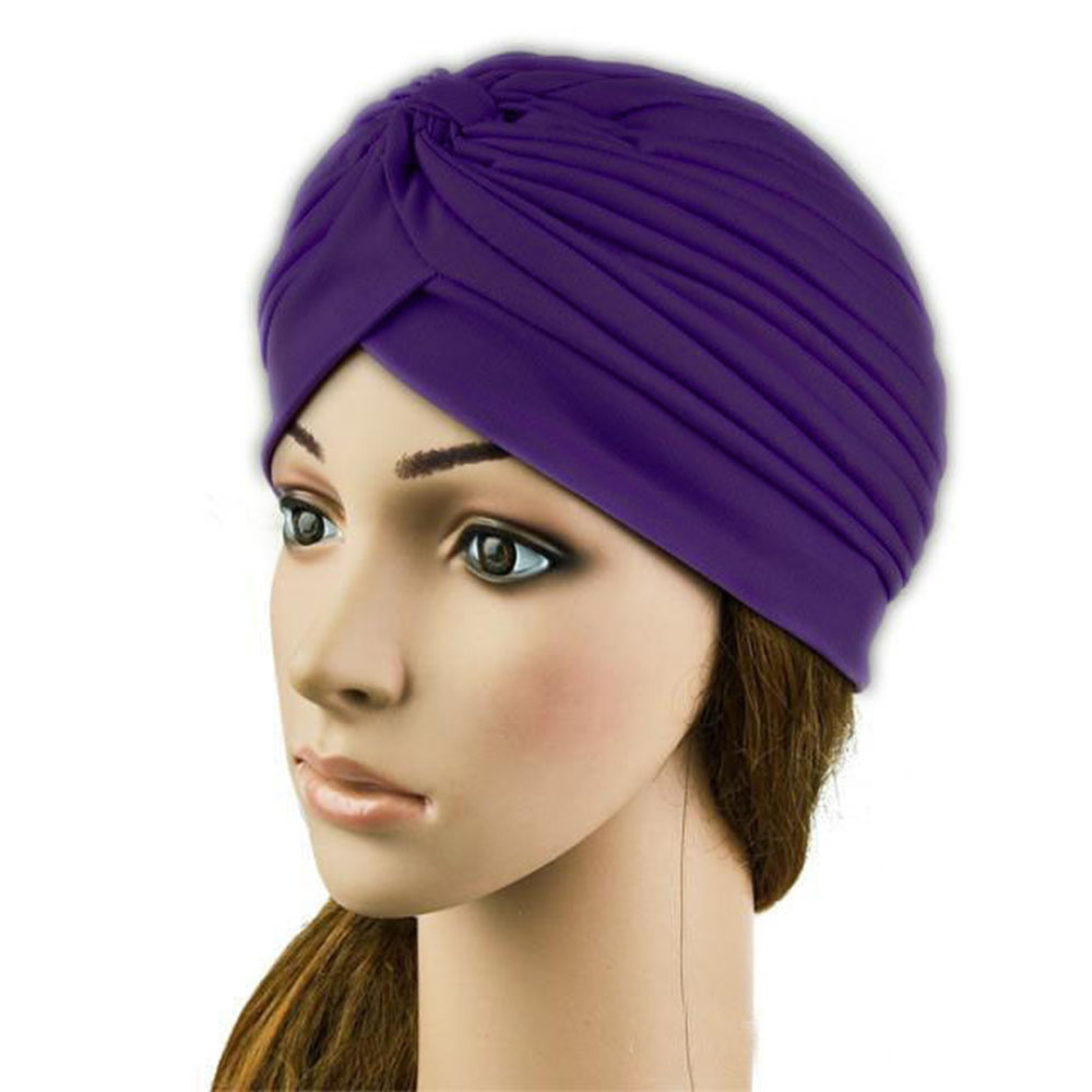New Women Cap Turban Head Wrap Band Chemo Bandana Hijab Pleated Indian ...