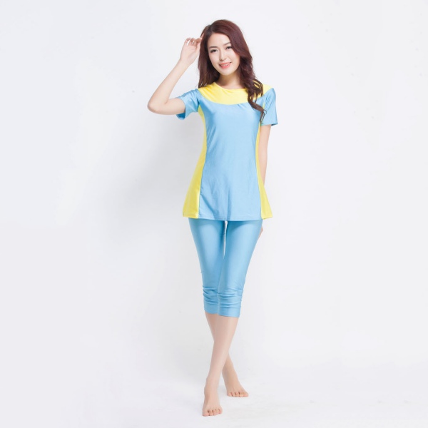 Modesty Muslim Women Swimwear T-shirt + Pants Full Cover