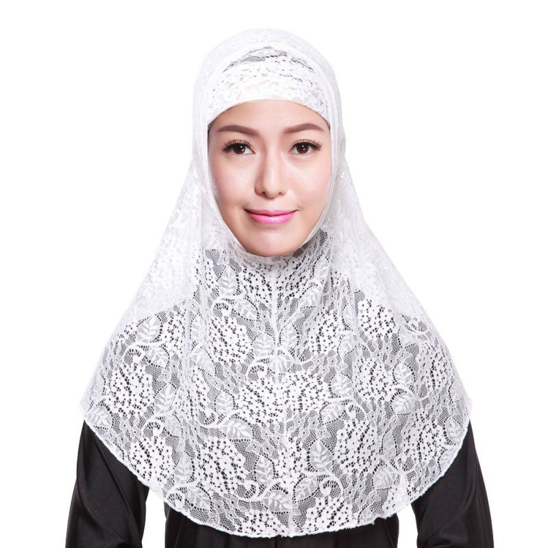 2pcs Womens Fashion Lace Hijab Amira Muslim Islamic Head Scarf Hijab