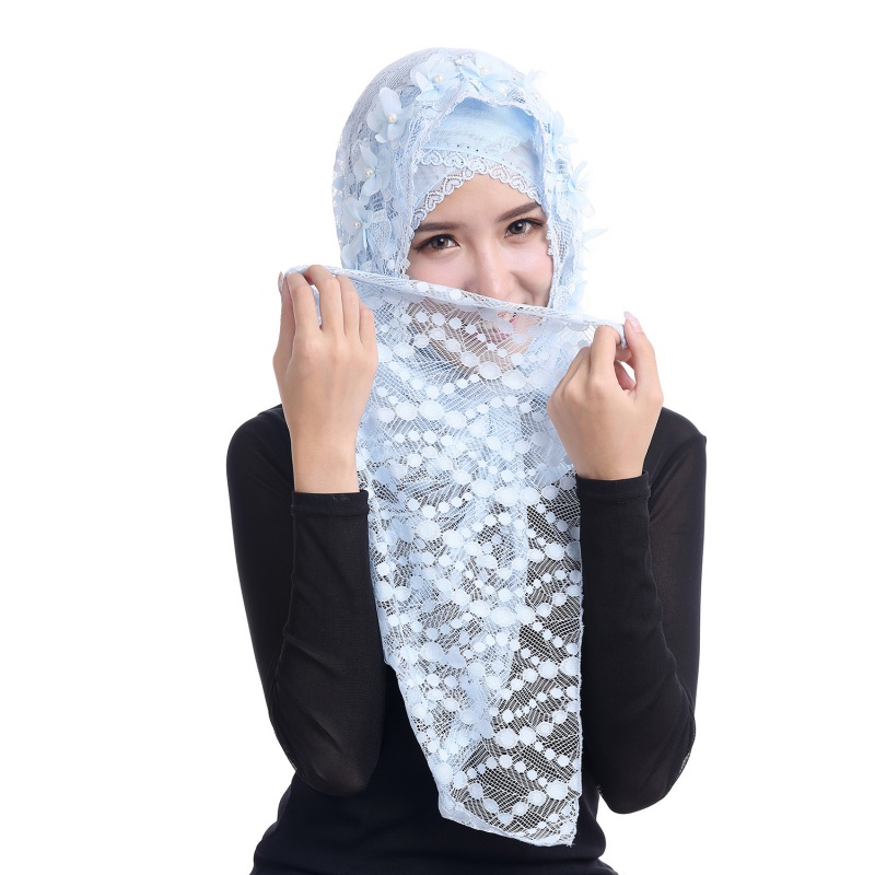 Islamic Women Lace Shawl Muslim Hijab Underscarf Bonnet 