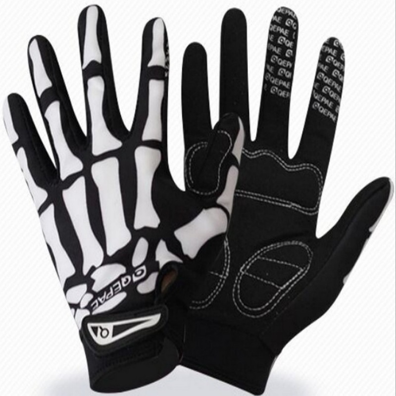 Mens Cycling Bike Gloves Motorcycle Skull Bone Skeleton Goth Full ...