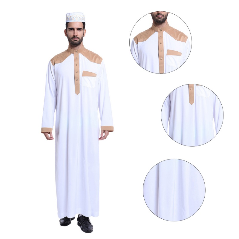 Men Saudi Thobe Galabeya Thoub Abaya Dishdasha Arabic Kaftan Muslim Dress Ebay