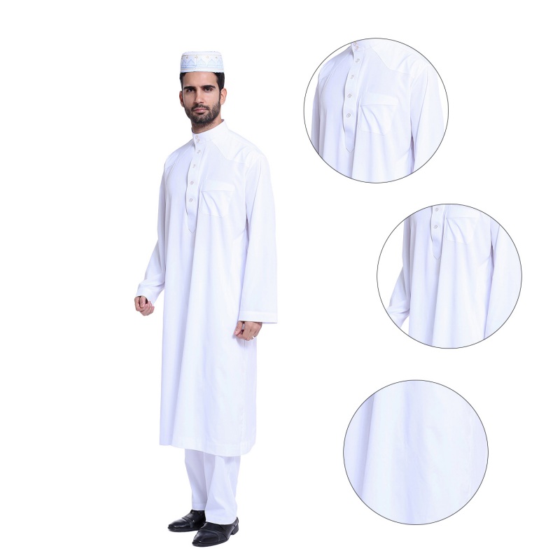 Men Saudi Thobe Galabeya Thoub Abaya Dishdasha Arabic Kaftan Muslim Dress Ebay