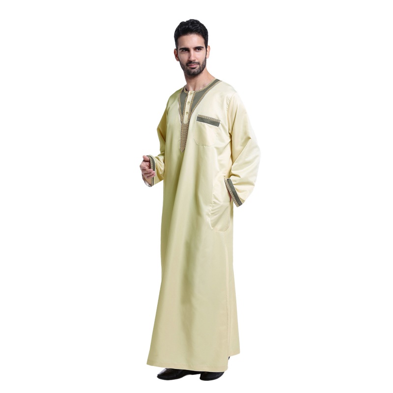 Mens Thobe Thoub Abaya Saudi Style Robe Daffah Dishdasha Islamic Arab ...