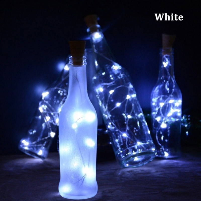 6X Fairy Flame String Lights Cork Shaped Night Candle Wine Bottle Lamp O4Q9 