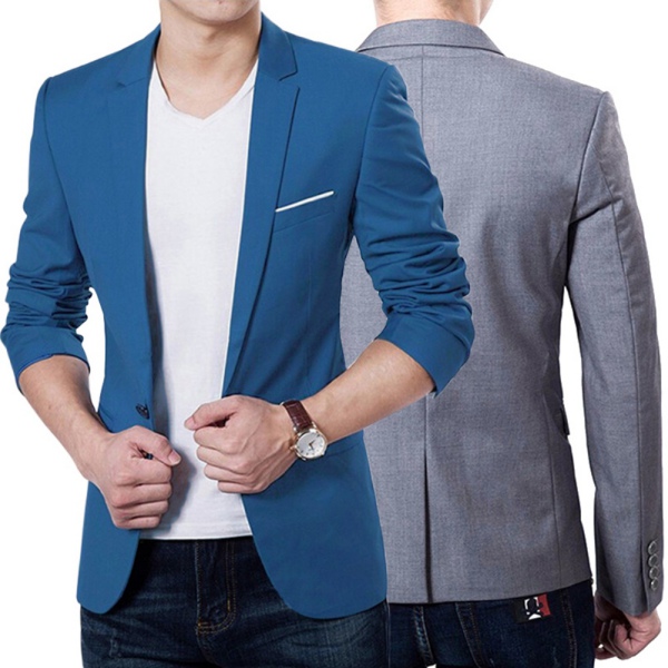 Stylish Formal Mens Men Slim Fit One Button Suit Blazer Business Coat ...