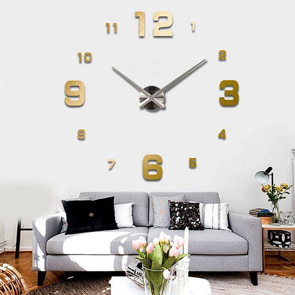 Art 3d Large Number Mirror Clock Wall Sticker Home Office Room Decor Picture 12 Of