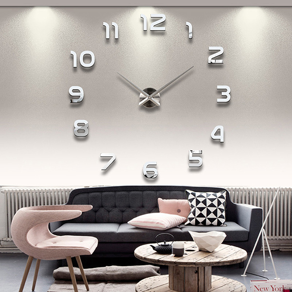 Details about   3D DIY Large Frameless Wall Clock Mirror Number Sticker Modern Home Decor HOT 