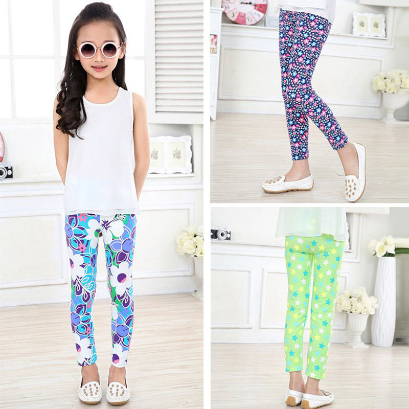 Kids Baby Girls Leggings Pants Flower Floral Printed Elastic Long