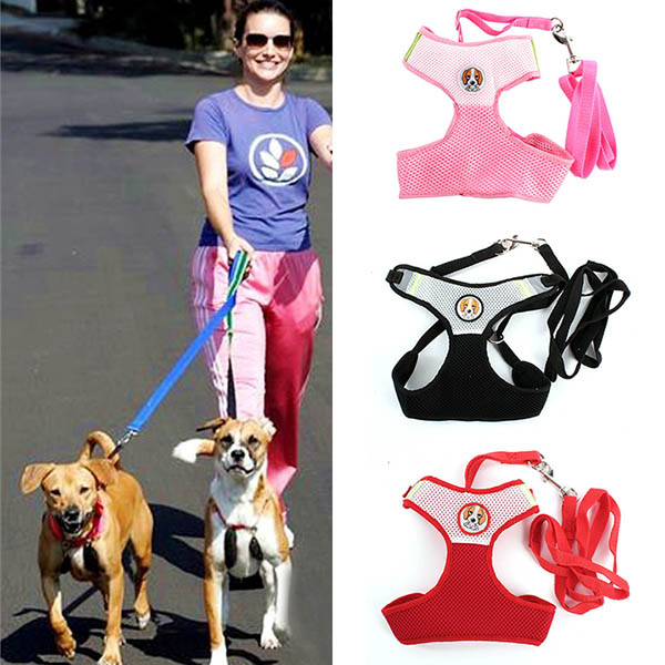 US Small Pets Dog Cat Soft Lead Mesh Harness Puppy Halter Ve
