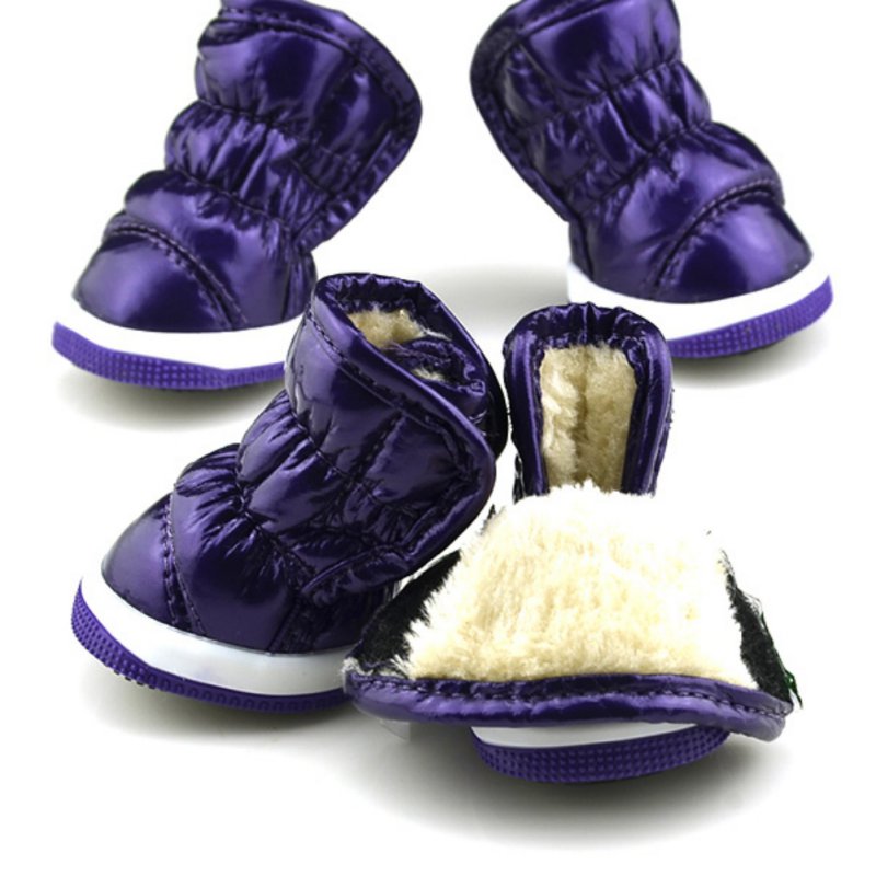 Winter Puppy Dogs Warm Shoes Soft PU Leather Waterproof