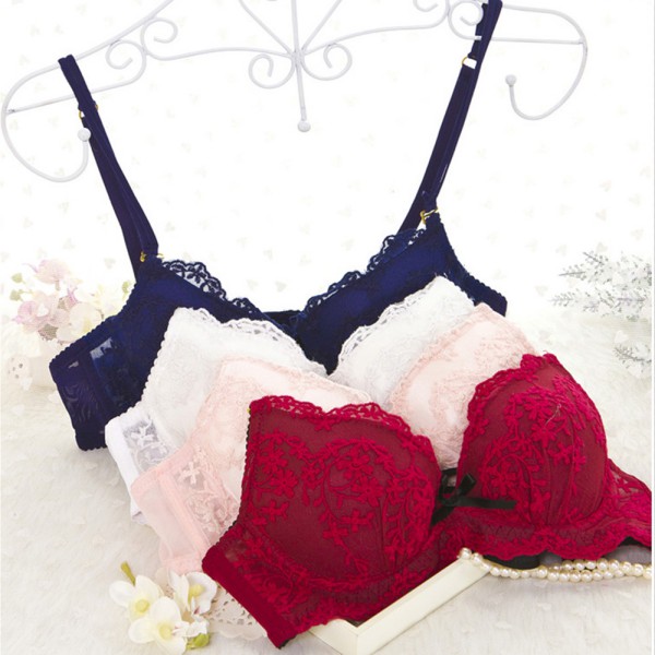 Lady Women Girl Lace Pink Floral Bra Underwear Underwire Push Up Bra