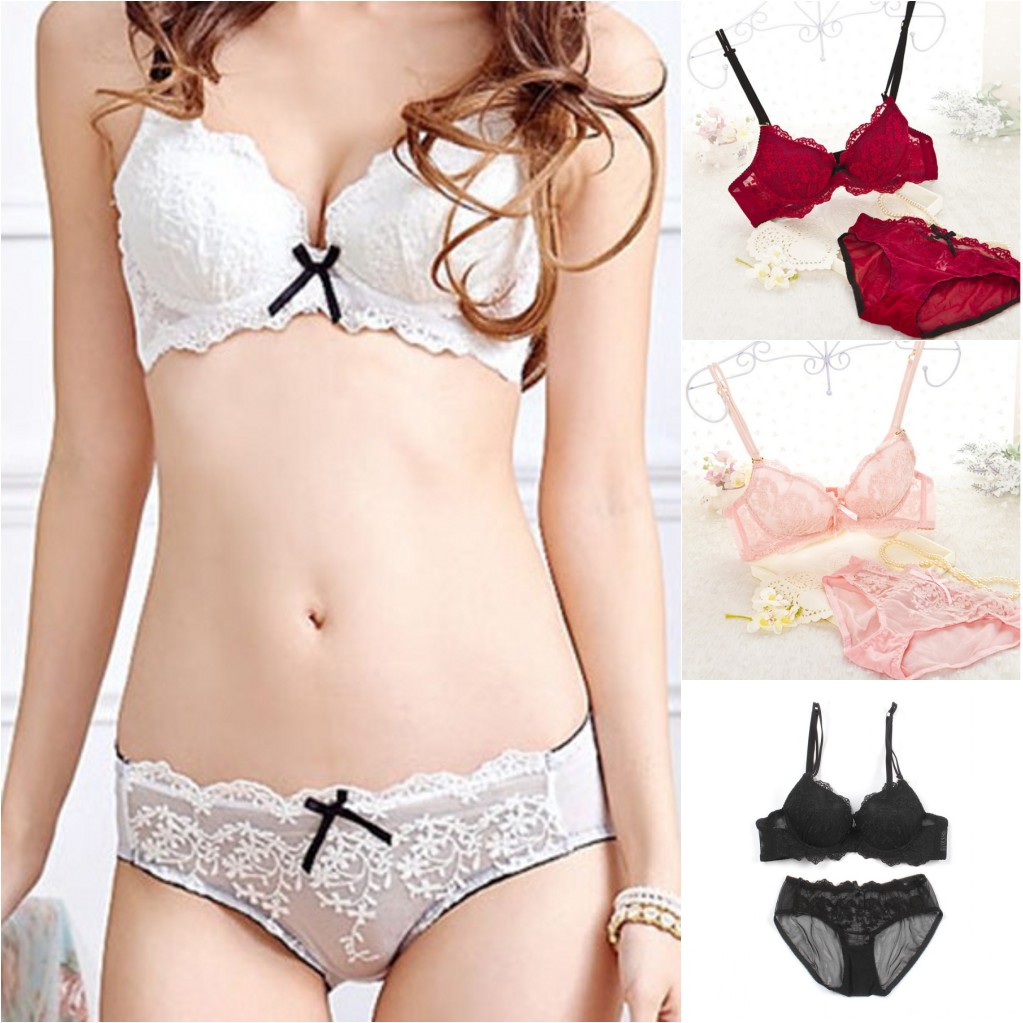 Lady Women Girl Lace Pink Floral Bra Underwear Underwire Push Up Bra