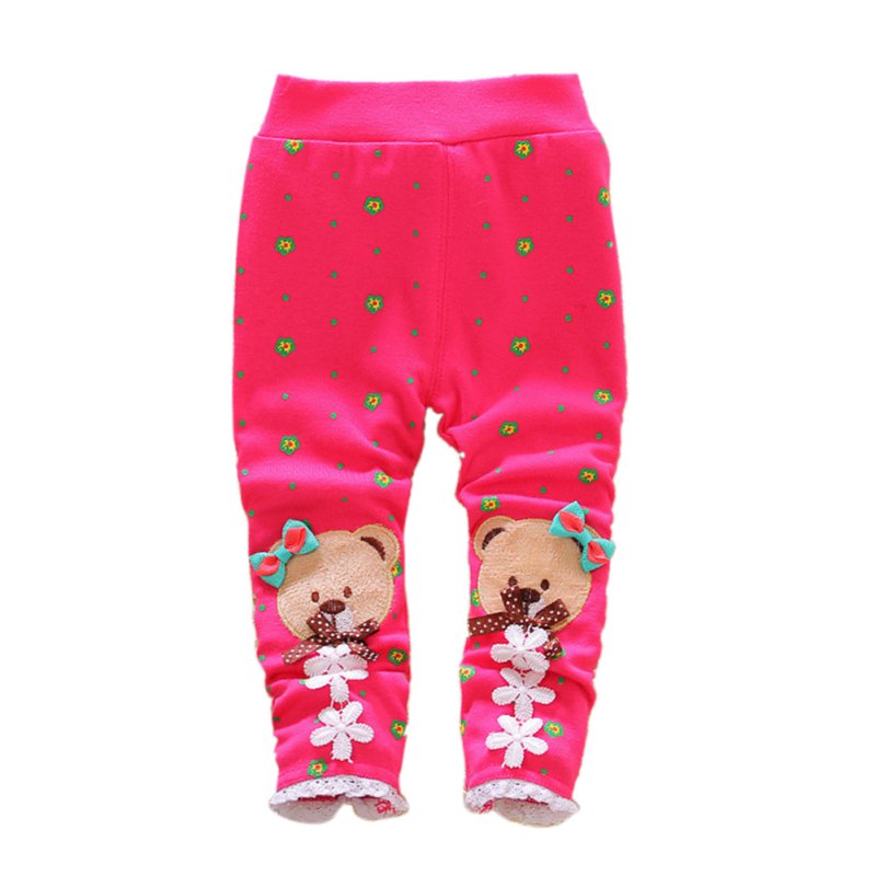 Toddler Baby Girl Cotton Pants Cartoon Stretch Warm Long ...