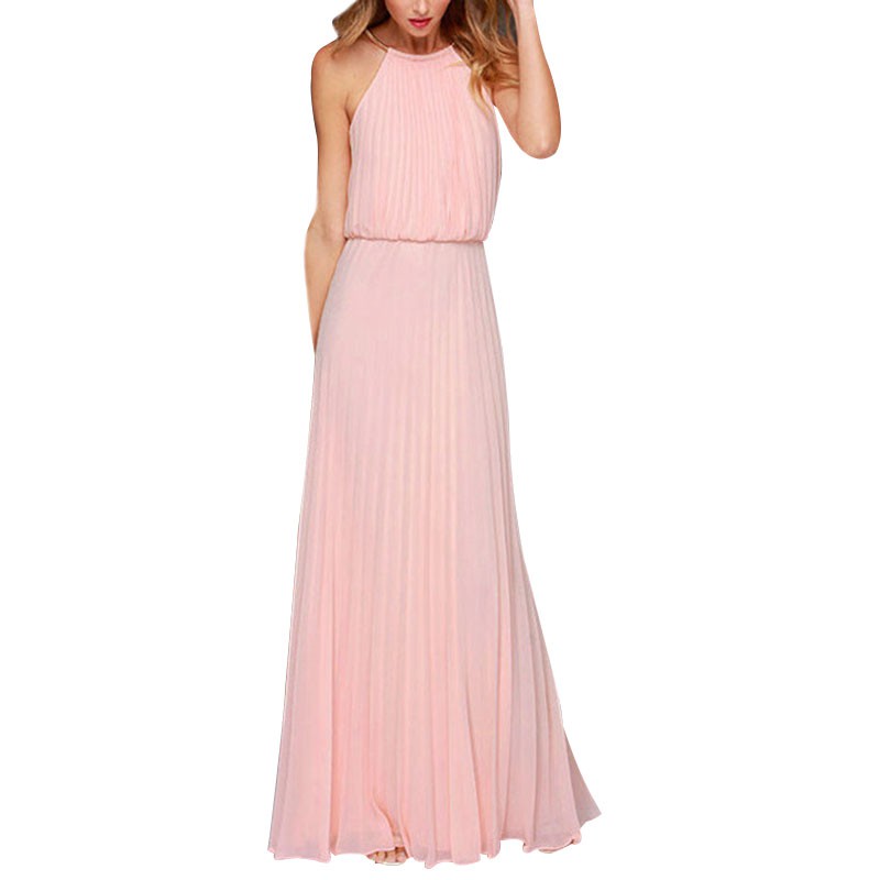 Womens Chiffon Evening Dress Solid Maxi Ruched Dress