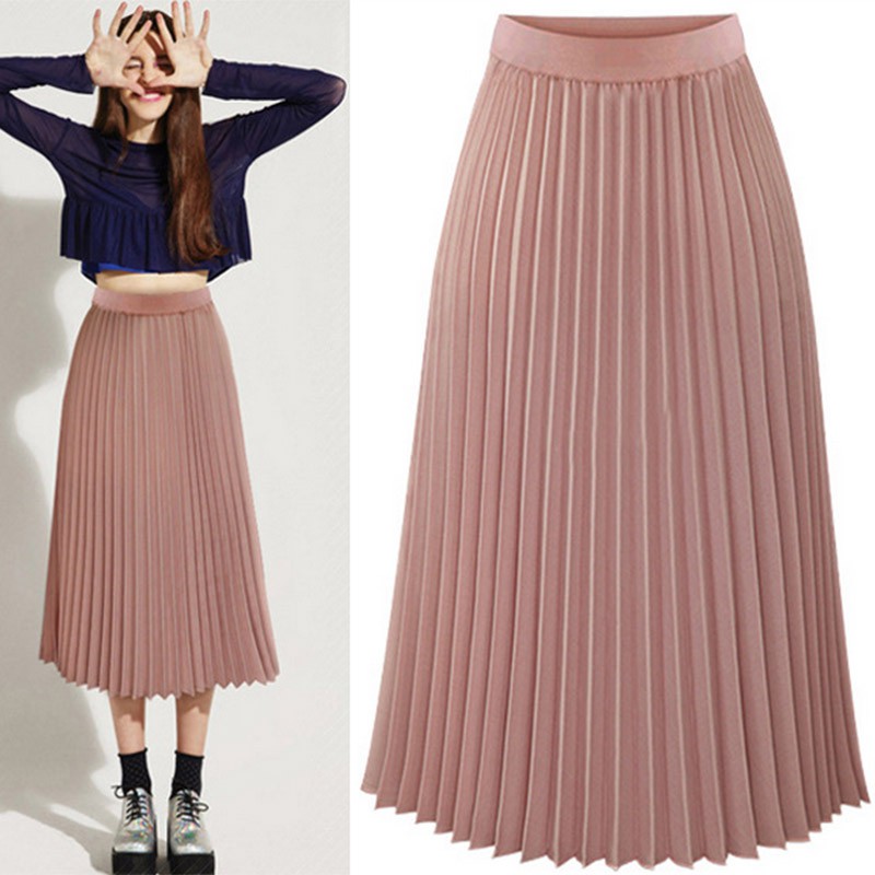 Women Double Layer Chiffon Pleated Dress Long Elastic Waist Maxi Dress Skirt Ebay 1940