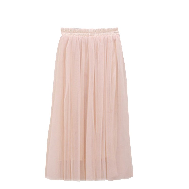 Womens Summer Tulle Skirts High Waist Long Skirt Elastic Waist Fluffy ...