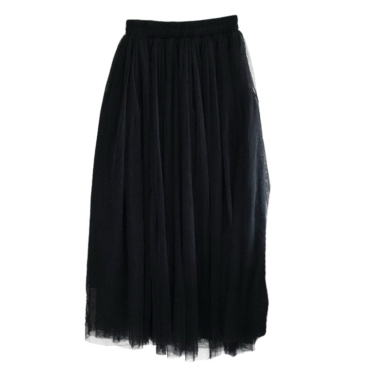 Womens Summer Tulle Skirts High Waist Long Skirt Elastic Waist Fluffy ...