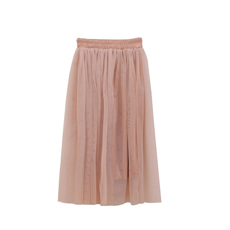 Womens Summer Tulle Skirts High Waist Long Skirt Elastic Waist Fluffy ...