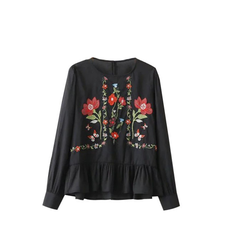 Embroidery Blouse White Shirt Women Long Sleeve Plus Size