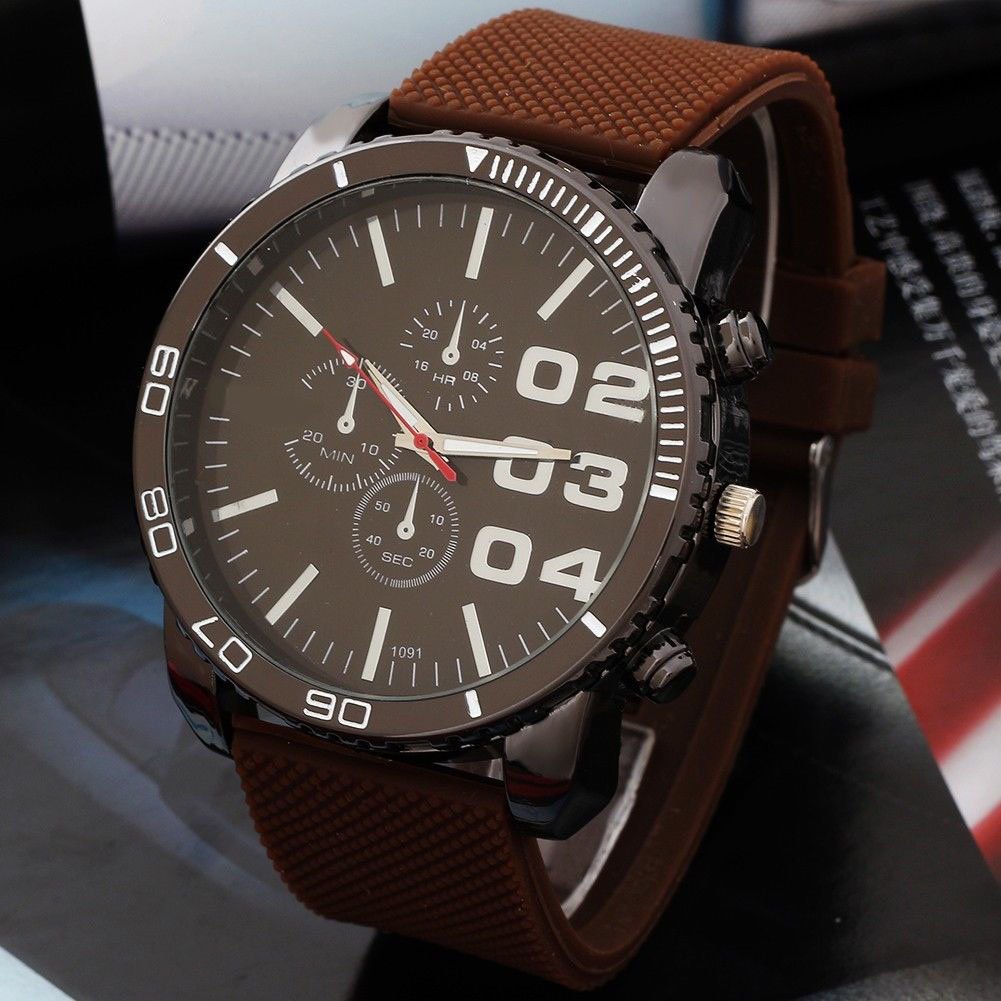 New 6Color Big Dial Analog Watch Casual Sports Wrist Watches for Men's ...