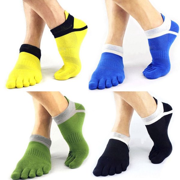 Men Sport Non-Slip Socks Pilates Exercise Gym Massage 5 Toe Socks Full ...