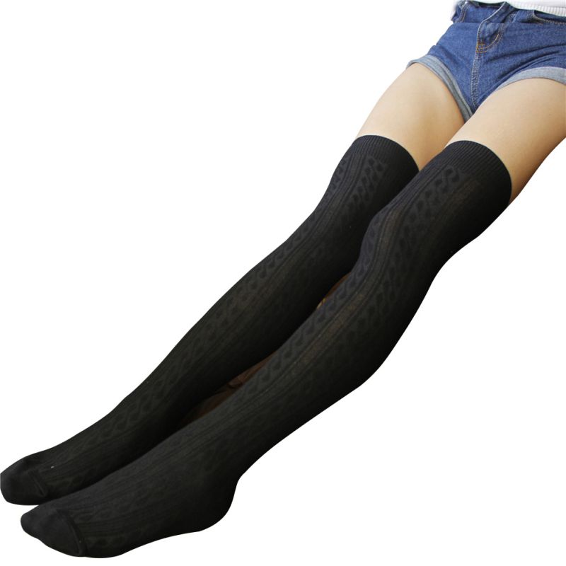 Fashion Women Stockings Over Knee Knit Cotton Thigh High Socks Pantyhose 7 Color Ebay