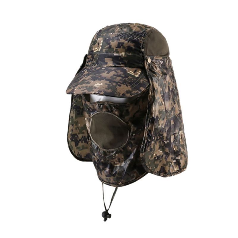 Camo,Simple 360° Neck Cover Sun Flap Boonie Cap Bucket hat Ear Neck
