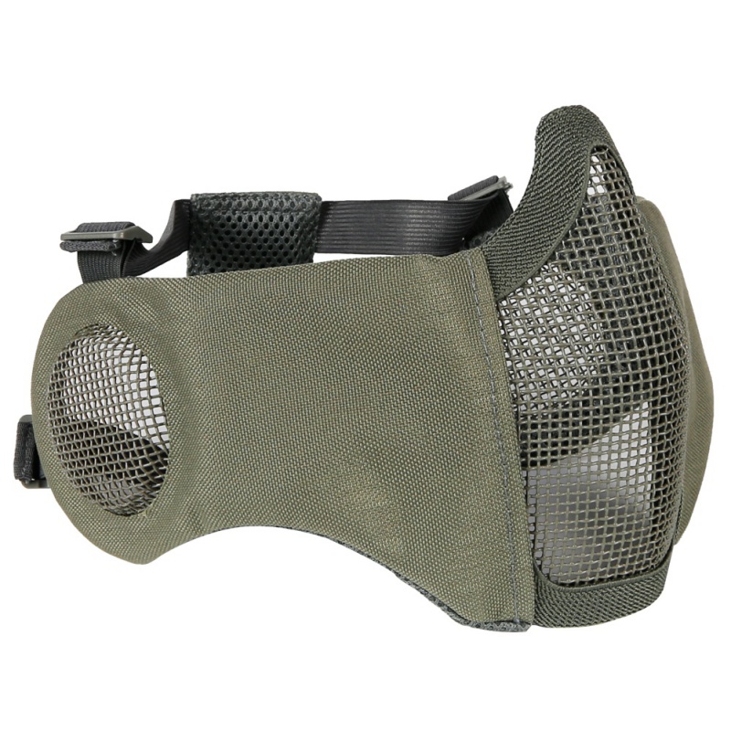 Airsoft Half Face Mask Steel Wire Mesh Mask Hunting w/ Ear Protection Adjustable eBay