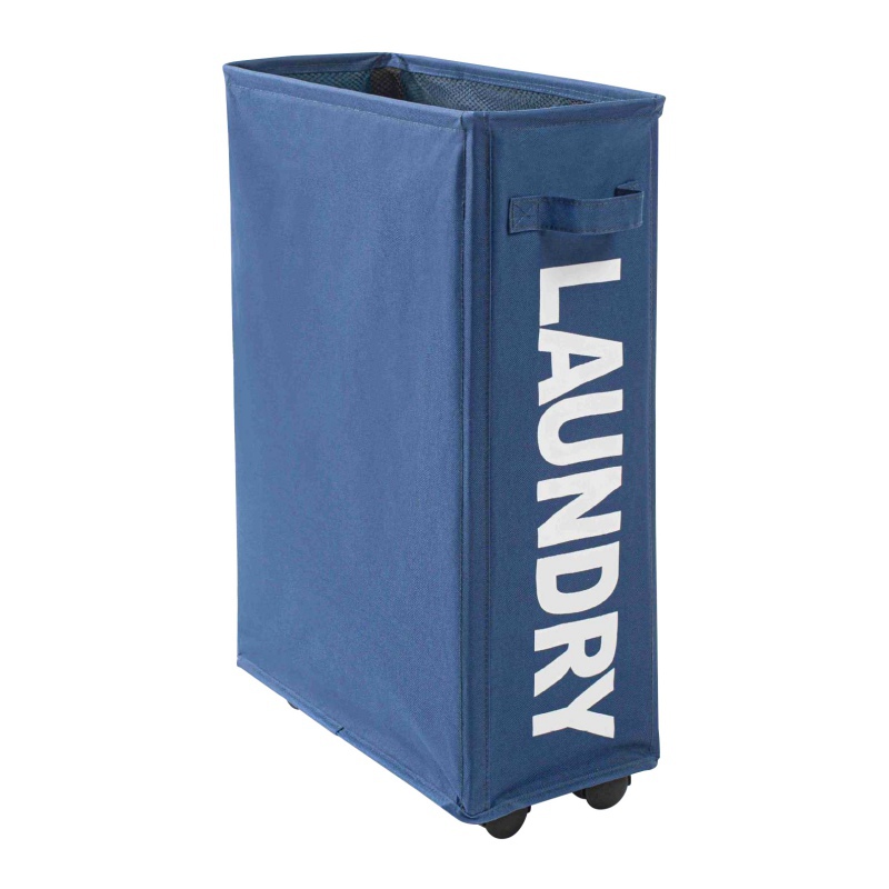 Slim Laundry Basket Hamper Organizer Household Corner Storage Bin W/Wheels