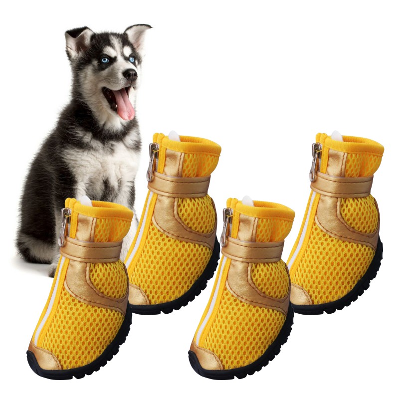 Pet Dog Summer AntiSlip Breathable Shoes Mesh Zipper Boots Paw Protect