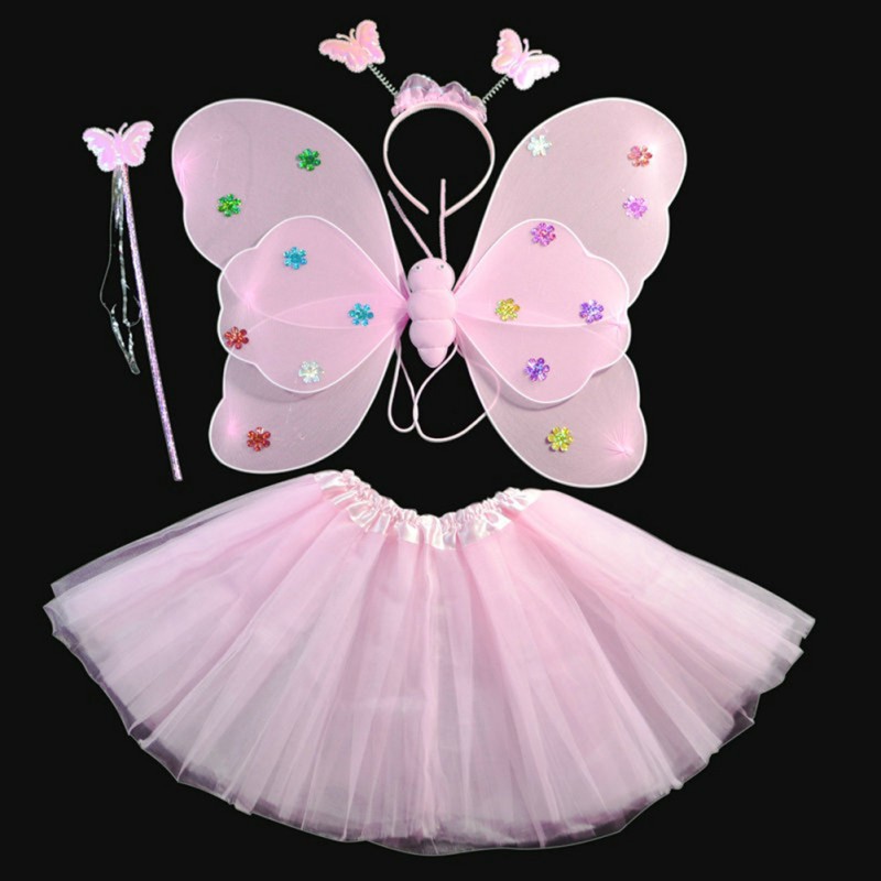Kids Girls Angel Fairy Butterfly Wings Party Princess Fancy Outfits