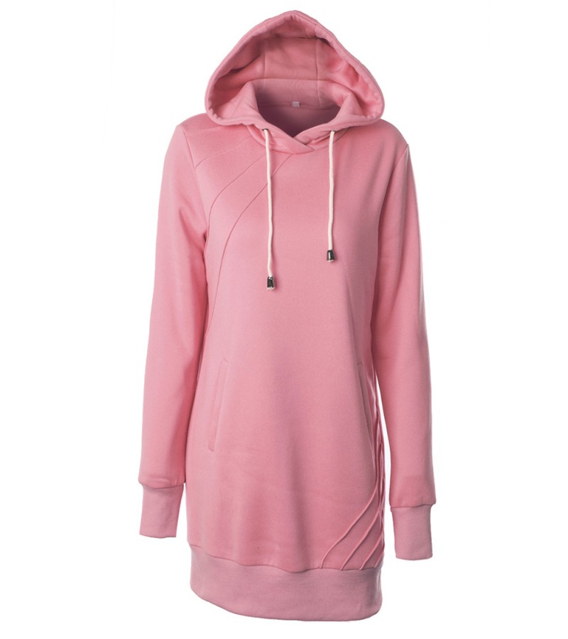 Hooded sweatshirt dress with pockets