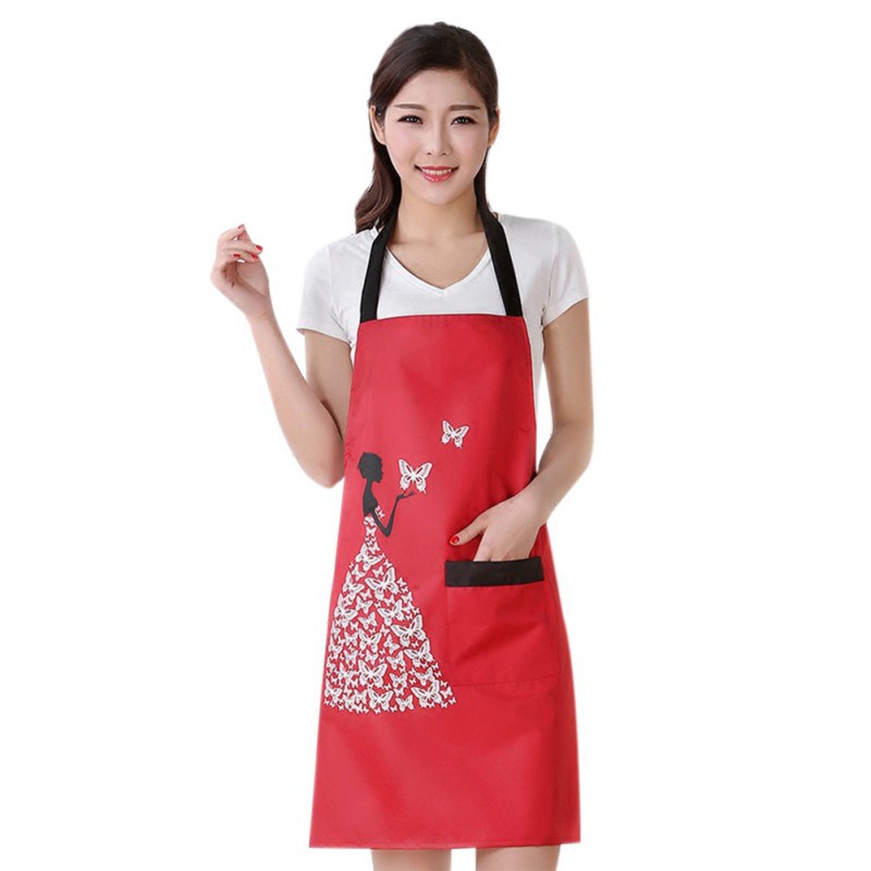 Fashion Women Bowknot Cooking Kitchen Restaurant Bib Apron With Pocket Dress Ebay