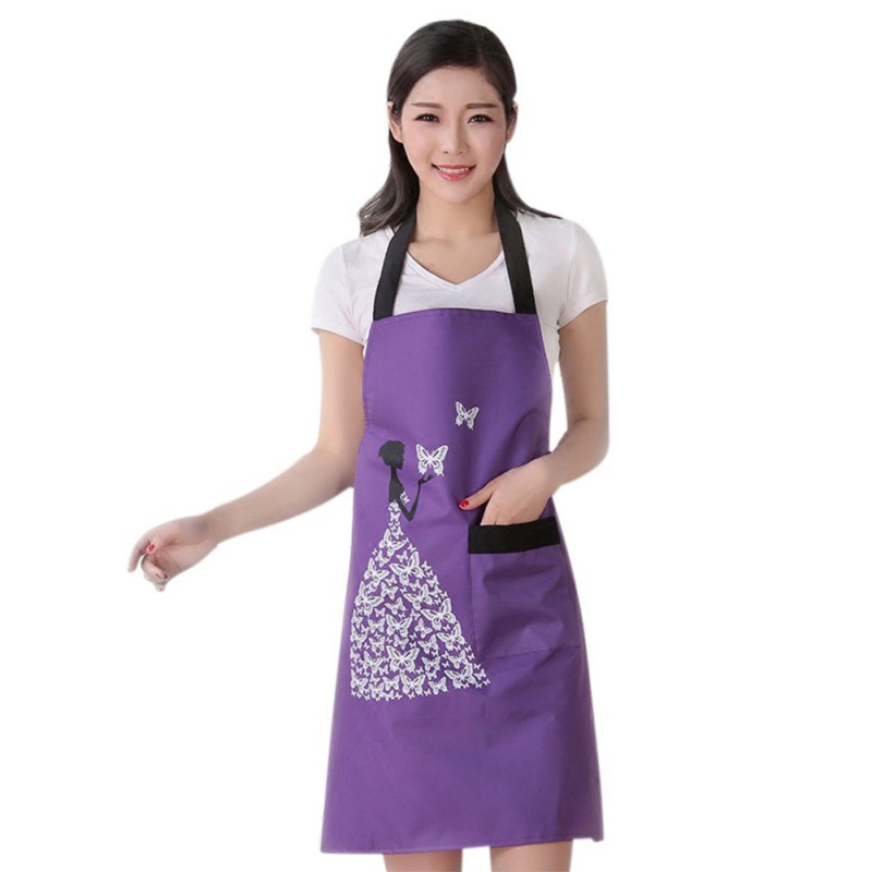 Fashion Women Bowknot Cooking Kitchen Restaurant Bib Apron With Pocket ...