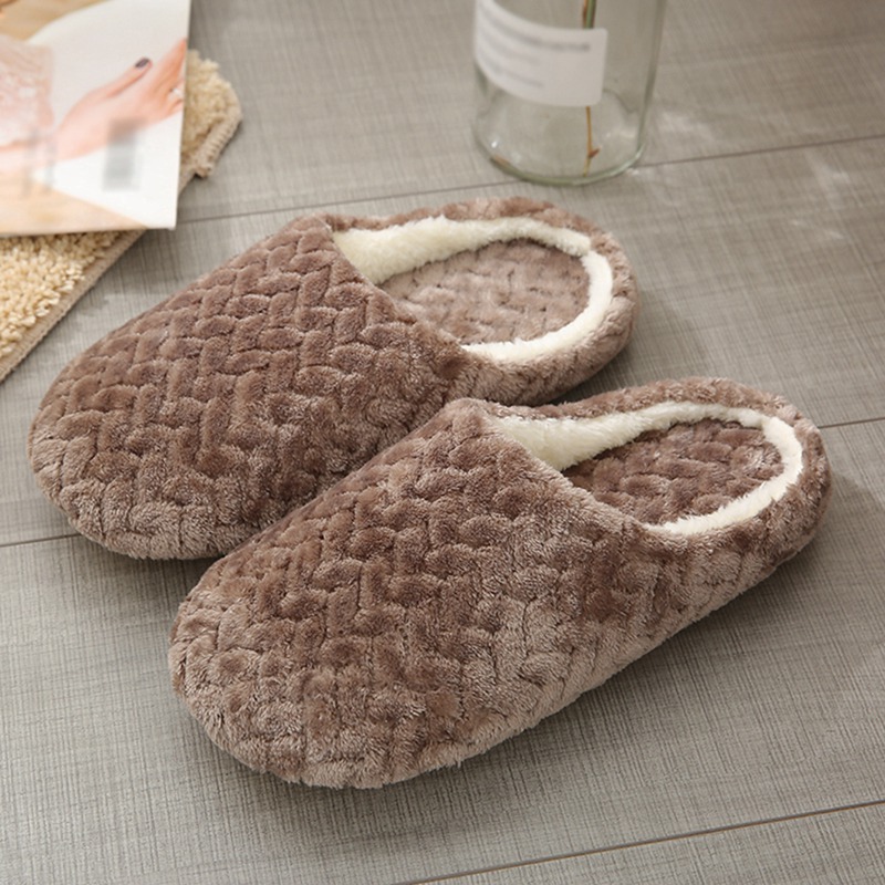 Woman Cotton Slippers Soft Bottom Slippers Plus Size Non-Slip Coral Fleece SH 