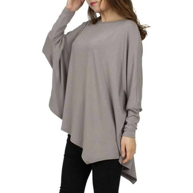 Women Lady Blouse Oversized Batwing Sleeve Cotton Tops Plus Size