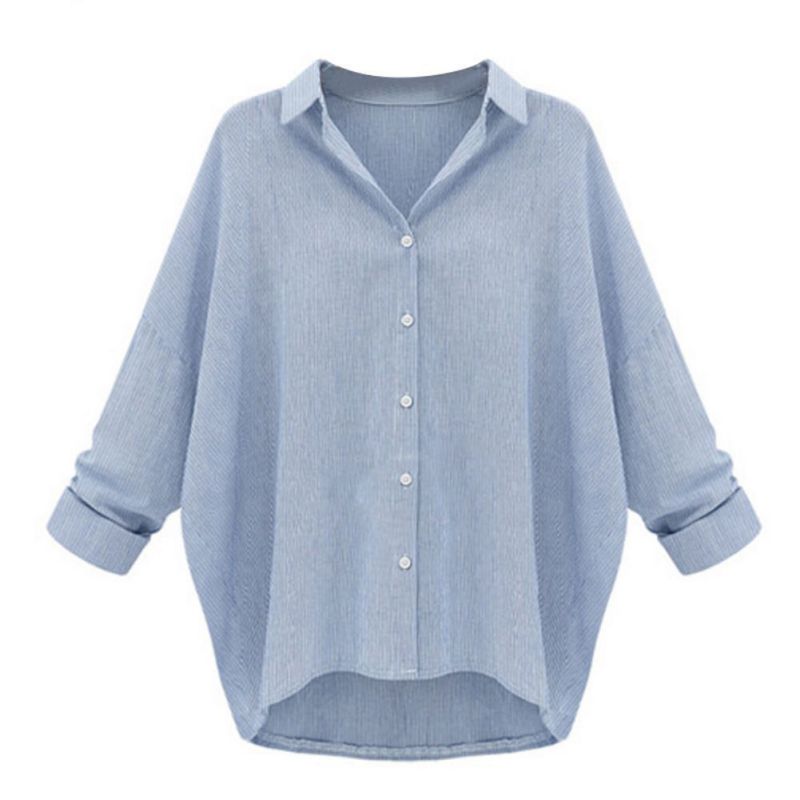 Oversized Women Casual Button Down Shirts Long Sleeve Casual OL Blouses ...