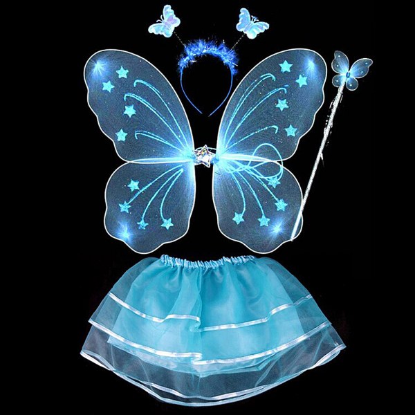 Fancy Dress up Butterfly Costumes Angel Wings for Girls IOSCDH 2 Pcs Butterfly Wings Angel Magic Wand and Headband Set Wand & Fairy Set
