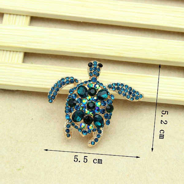 Vintage Style Jewelry Light Blue Rhinestone Crystal Turtles Brooch Pins L29