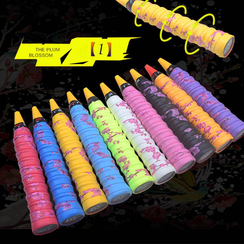 Colors:#1 2PC Flower Style:Anti-slip Absorb Sweat Racket Tape For Tennis Badminton Racket Fishing Rod Band