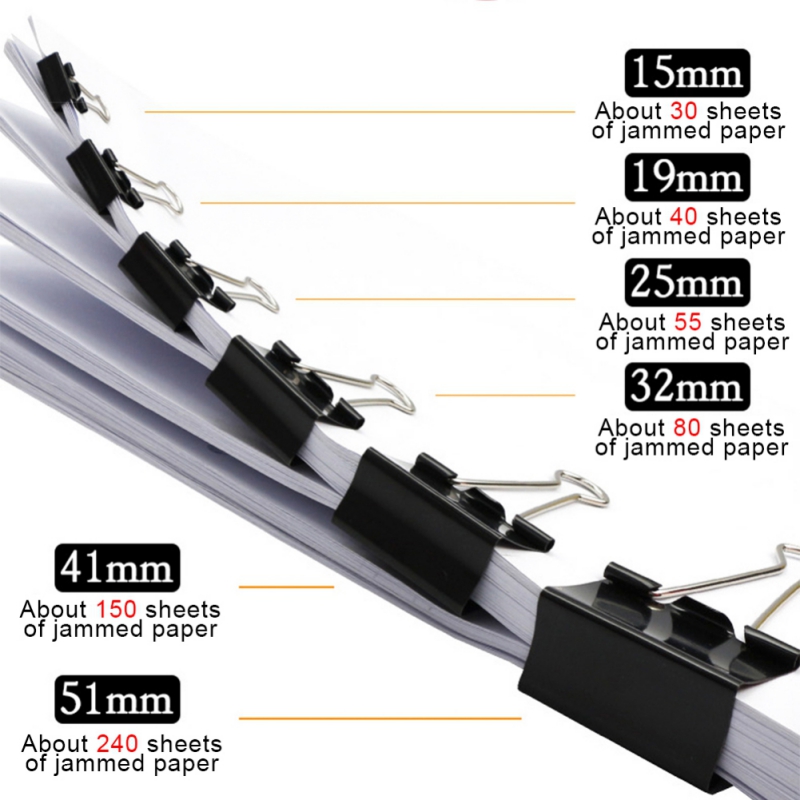 Bulldog Foldback Clips Metal Binder Grip Paper Clip Fold Back 15mm-51mm 6 Sizes