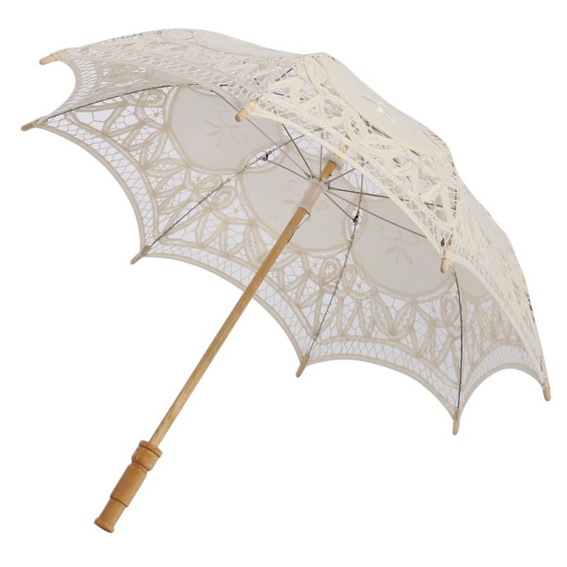 UK Vintage Lady Handmade Cotton Lace Parasol Umbrella Wedding Bridal ...